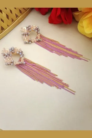 DIVASTRI Gold-Plated Artificial Beads Contemporary Drop Earrings