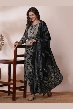Moda Rapido Women Ethnic Motifs Regular Thread Work Pure Cotton Kurta with Trousers & With Dupatta