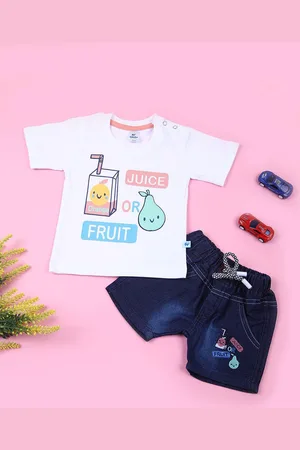 V-Mart Infant Printed T-shirt With Denim Shorts