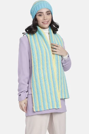 Magic Needles Women Self Design Beanie With Scarf