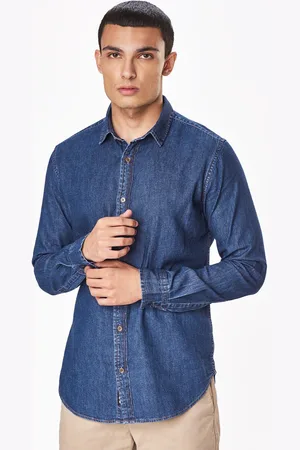 The Souled Store Men Blue Comfort Cotton Denim Shirt