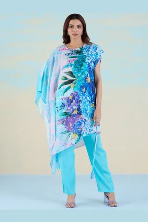 Liva Floral Printed Kaftan Tunic & Trouser Co-Ord Set