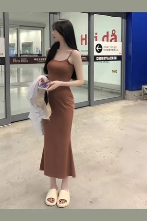 DressBerry Shoulder Straps Bodycon Midi Dress
