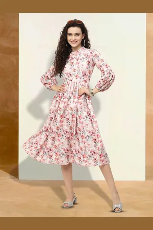 Moda Rapido Floral Print Applique Fit & Flare Dress