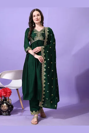 Kalini Women Ethnic Motifs Embroidered Regular Kurta with Palazzos & With Dupatta