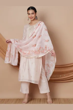 Lifestyle Women Embroidered Regular Thread Work Chanderi Silk Kurta with Pyjamas & With Dupatta