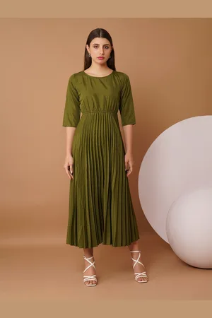 Chemistry Women Accordion Pleated Fit & Flare Maxi Dress