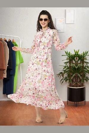 Moda Rapido Floral Print Keyhole Neck Applique Fit & Flare Dress
