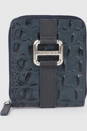 Hidesign Women Croc Textured Buckle Detail Leather Zip Around Wallet