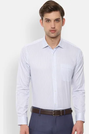 Van Heusen Men Blue & White Slim Fit Striped Formal Shirt