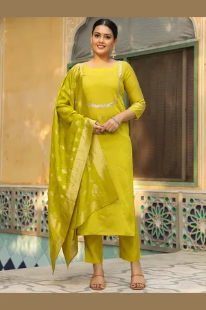 DIVASTRI Floral Embroidered Sequinned Straight Kurta With Trouser And Dupatta