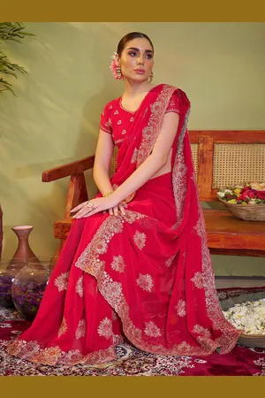 Kalista Embellished Embroidered Satin Saree