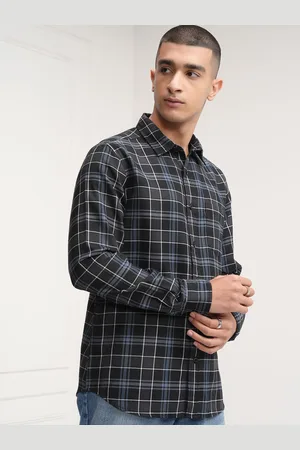 Highlander Men Spread Collar Tartan Checked Cotton Casual Shirt
