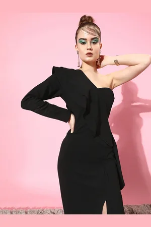 ATHENA Black One Shoulder Maxi Dress