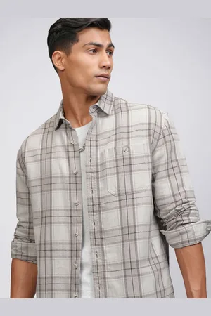 Highlander Men Spread Collar Tartan Checked Cotton Casual Shirt