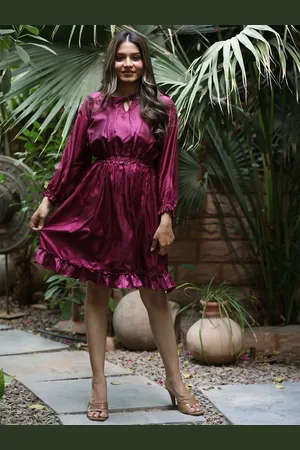 Exotic India Sangria Assorted Vintage Pure Silk Vaccay Dress