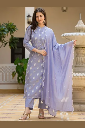 Kalini Women Embroidered Thread Work Kurta with Trousers & With Dupatta