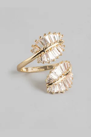DressBerry Stone Studed Leaf Shaped Finger Ring