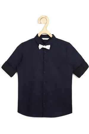 Peter England Boys Navy Blue Slim Fit Cotton Party Shirt