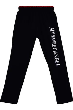 Sweet Angel Boys Black Solid Relaxed-Fit Pure Cotton Track Pants