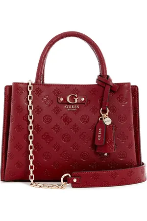 Guess Printed PU Structured Shoulder Bag with Cut Work