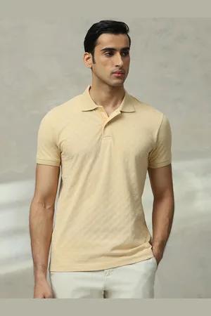 Mufti Men Self Design Polo Collar Cotton Slim Fit T-shirt