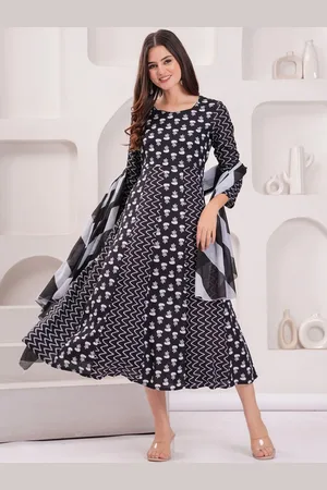 Moda Rapido Floral Printed Round Neck Anarkali Ethnic Dress With Dupatta