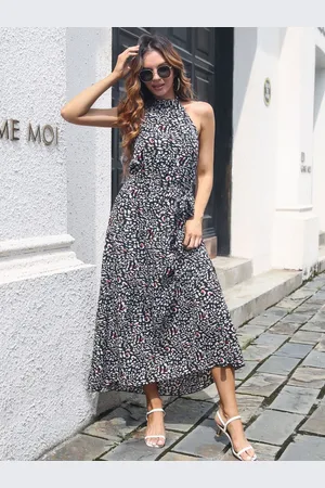 DressBerry Black Animal Print A-Line Dress