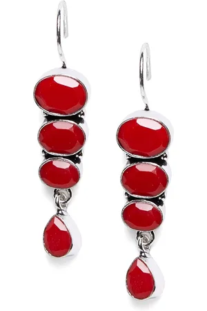Bamboo Tree Jewels Red Contemporary Drop Earrings