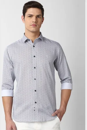 V Dot Men Blue Slim Fit Micro Ditsy Printed Cotton Casual Shirt