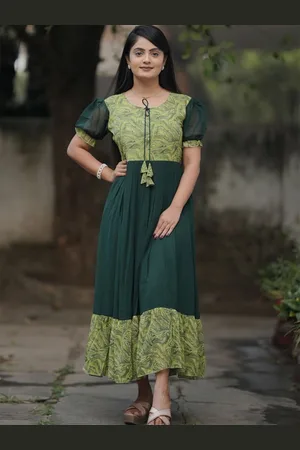 Kalini Print Puff Sleeve Fit & Flare Midi Dress