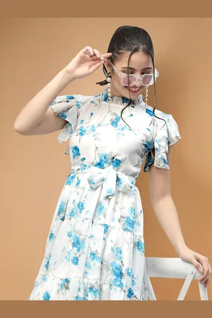 Moda Rapido Floral Print Applique Fit & Flare Dress