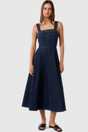 Forever New Denim A-Line Midi Dress