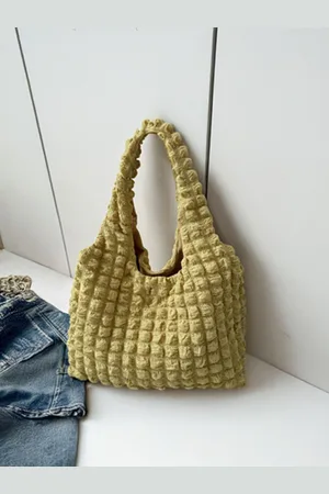 Stylecast Yellow Self Design Structured Hobo Bag With Quilted