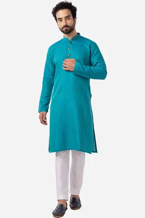 THE KURTA COMPANY Geometric Printed Mandarin Collar Cotton Straight Kurta