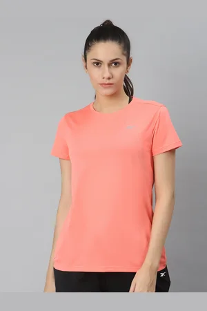 Reebok Women Coral Orange Running Essentials Short Sleeve Solid T-shirt