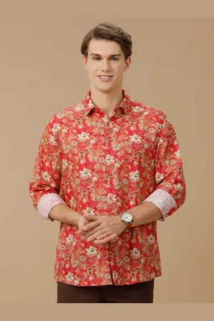 Linen Club Men Contemporary Spread Collar Slim Fit Printed Shirt