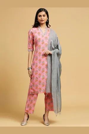 GUFRINA Floral Printed Sequinned Kurta & Trousers With Dupatta