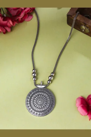 Anouk Silver-Toned Oxidised Necklace