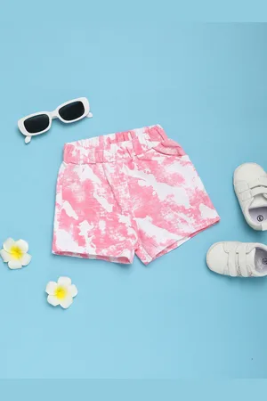 V-Mart Girls Tie & Dye Printed Mid-Rise Regular Shorts