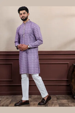 Koshin Floral Embroidered Cotton Straight Thread Work Kurta