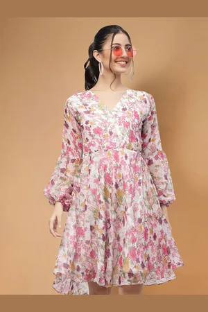 Moda Rapido Floral Print Applique Fit & Flare Dress