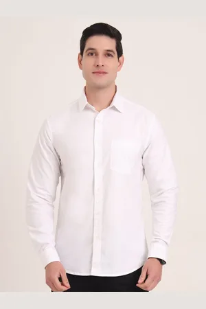 Greenfibre Men Regular Fit Spread Collar Solid Cotton Casual Shirt