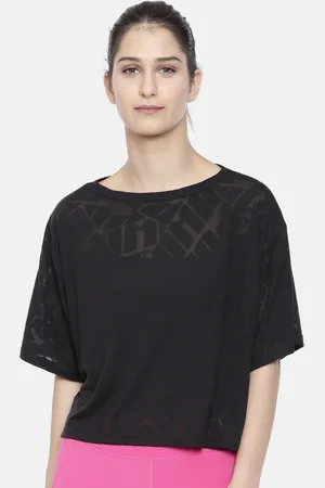PUMA Women Black Boat Neck T-shirt