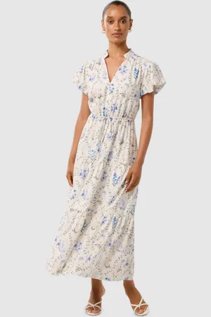 Forever New Floral Print Puff Sleeve A-Line Midi Dress
