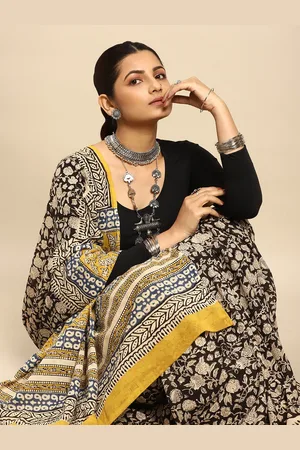 Taavi Ethnic Motifs Pure Cotton Block Print Saree