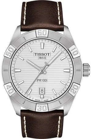 Tissot Men Silver-Toned & Brown Leather Analogue Watch
