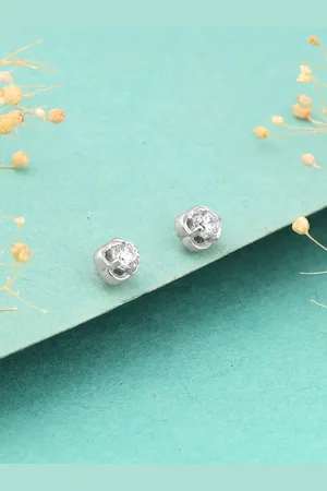 GIVA Rhodium-Plated 925 Sterling Silver Zircon-Studded Contemporary Studs Earrings