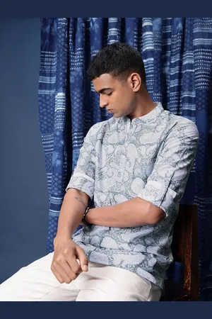 Taavi Men Paisley Kalamkari Printed Pure Cotton Kurta