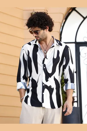 Campus Men Comfort Fit Spread Collar Abstract Printed Casual Shirt